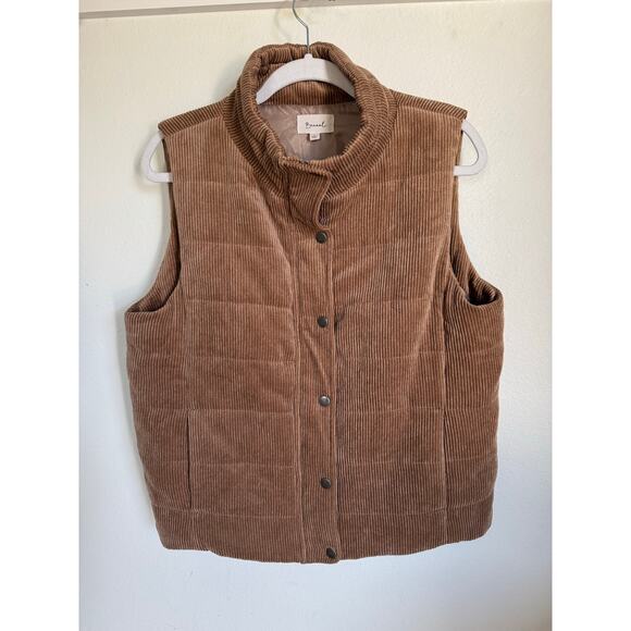 Becool Women's Corduroy Ribbed Full-Zip Vest Mock Neck Fall Winter Gear Size L - Picture 1 of 8